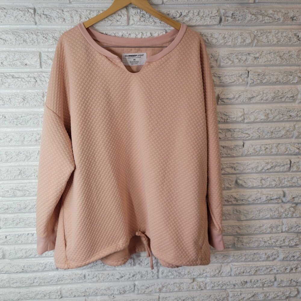 Sweatshirt Project Womens 3X Plus Long Sleeve Pink Tied Front SWE64E